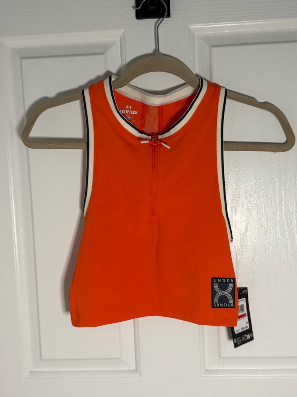 Under Armour Orange Girls' Athletic Crop Tank with Contrast Trim